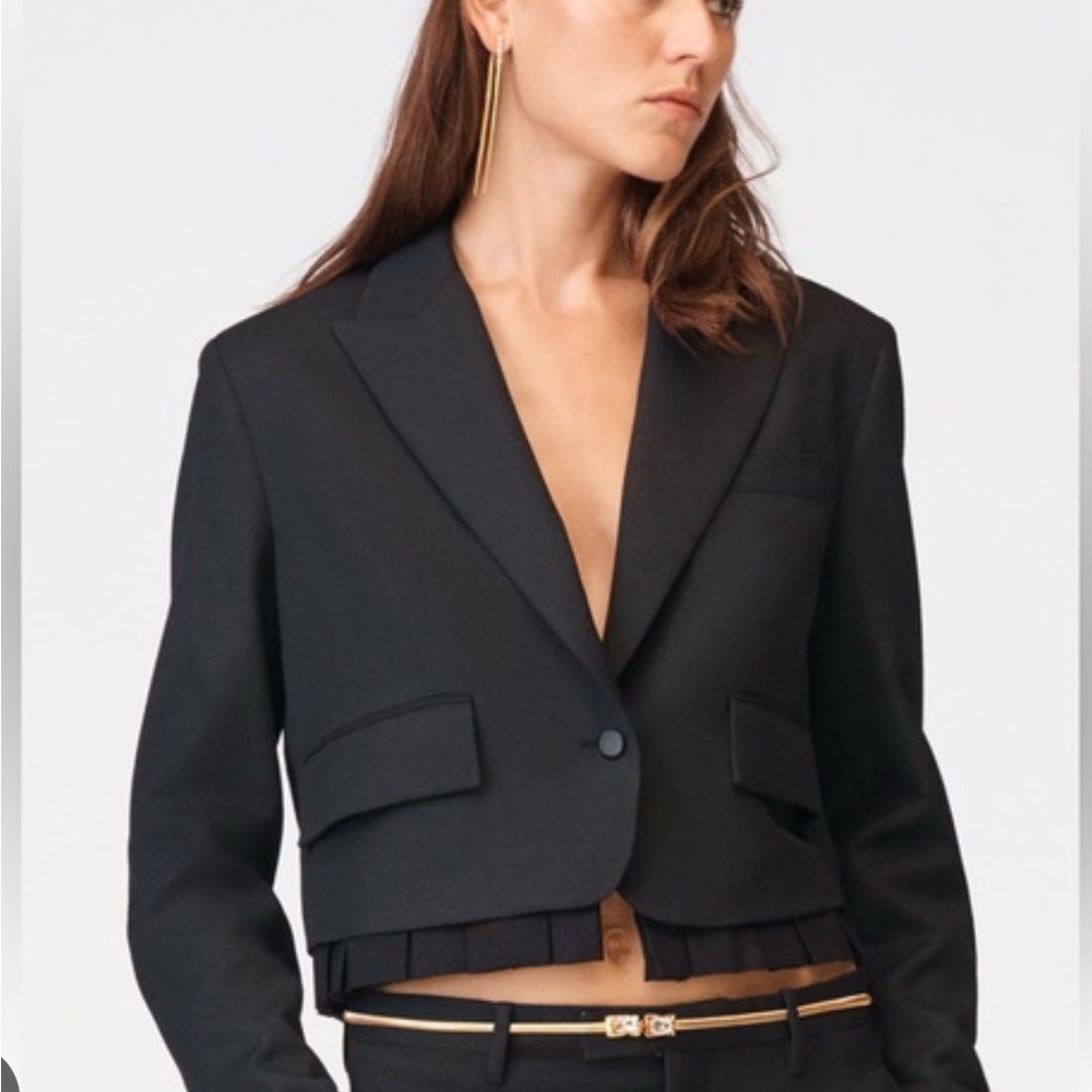 Zara Black Cropped Single-Button Blazer